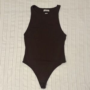 Medium High Neck Chocolate Brown Bodysuit